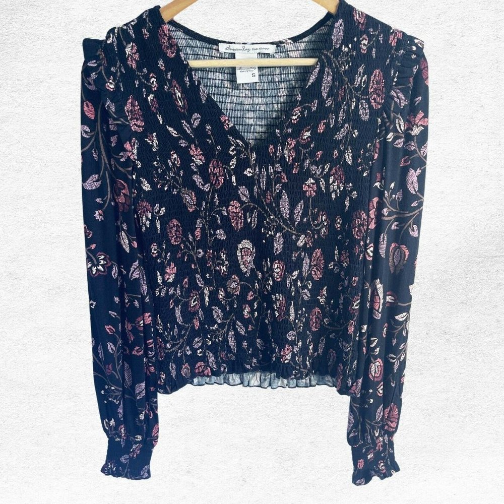NWT American Rag FLORAL Peasant Top Smocked